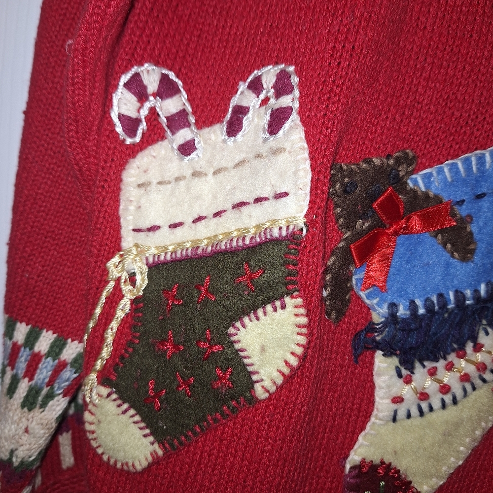 Vintage 1999 Heirloom Collectibles Sweater~Christmas~Holiday Stockings~Small - Picture 4 of 10